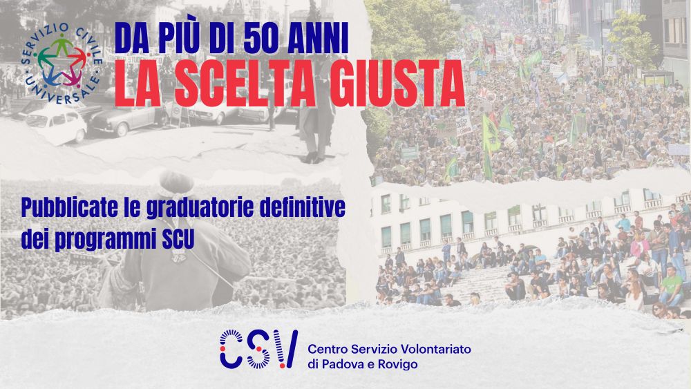 Pubblicate le graduatorie definitive per i programmi di Servizio Civile Universale, per il CSV di Padova e Rovigo si confermano i punteggi