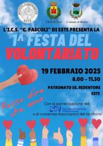 A Este la 1ª Festa del Volontariato mercoledì 19 febbraio, a partire dalle ore 8: un evento per la comunità