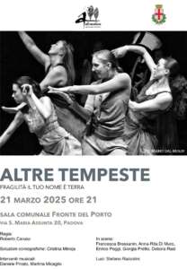 "ALTRE TEMPESTE" è una rappresentazione che unisce ricerca drammaturgica e impegno ambientalista riconoscendo la necessità di un’azione di teatro che affronti la sfida della crisi climatica.